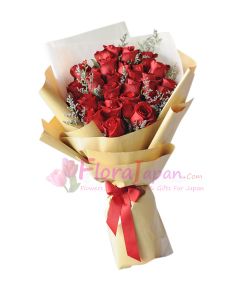send two dozen red roses in bouquet to japan